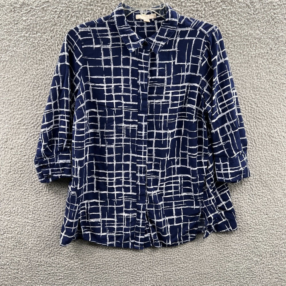 Woman Within Womens Geometric Blouse M Abstract Artsy Minimalist Casual Everyday